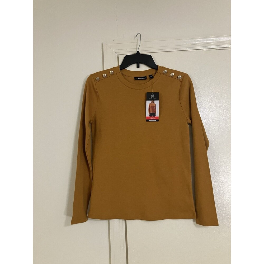 Rafaella Women's Long Sleeve Tee Size S Buckthorn Brown Size XS